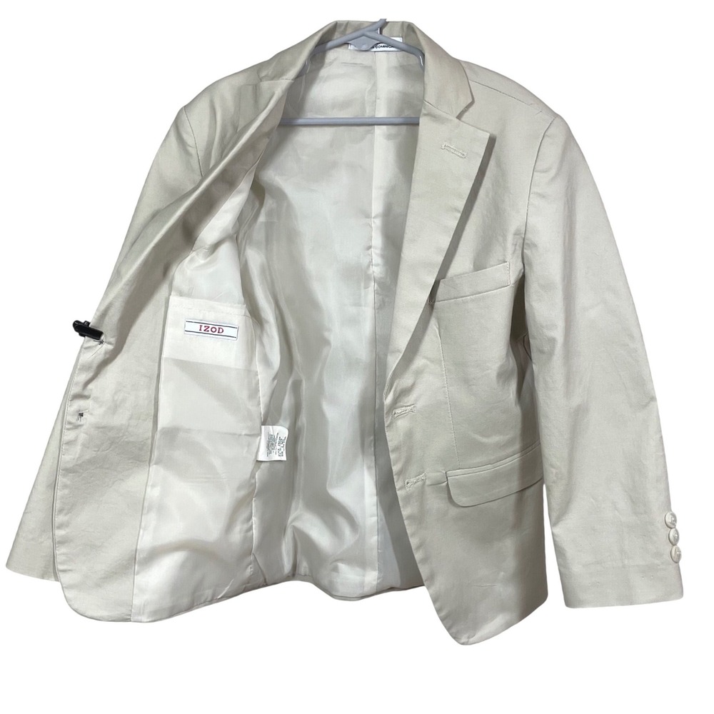 IZOD Boys Lt Stone Cotton Linen Blend Blazer Sport Coat Size 8 Regular^Read